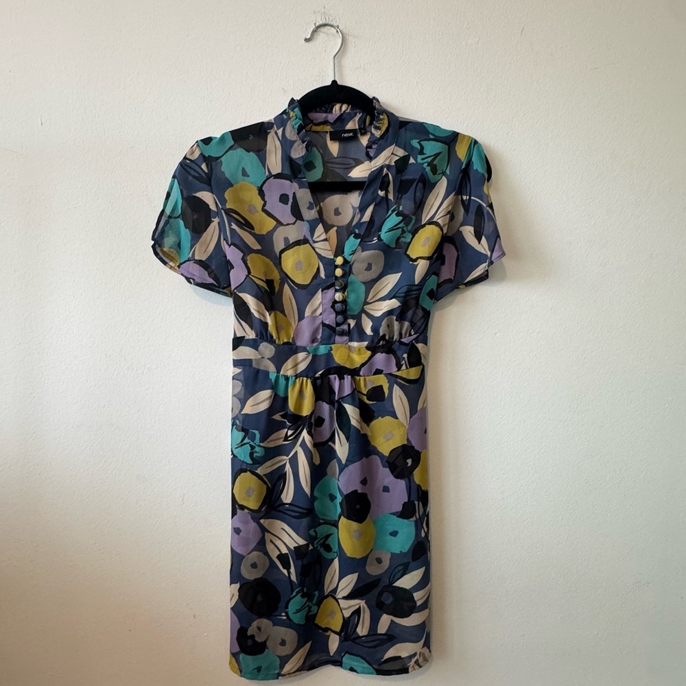 Vintage Y2K Next Floral Print Women's Babydoll Shirt/ Dress - Small